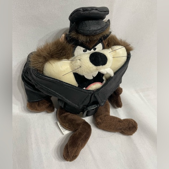 Warner Bros. 9” Taz Motorcycle Biker Beanie Plush Tazmanian Devil Looney Tunes - Picture 3 of 10